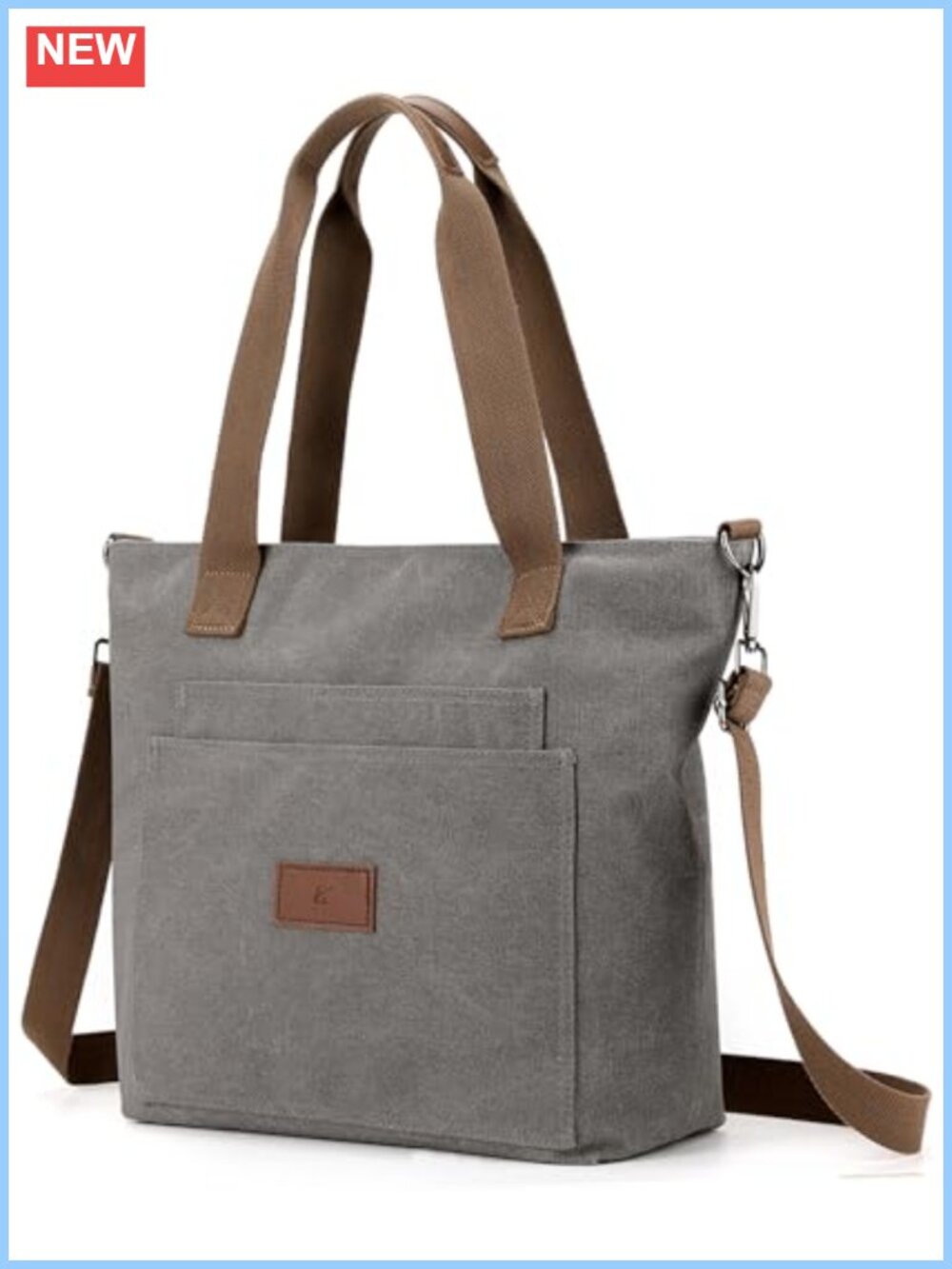 Canvas Tote Bag for Women A4 Handbag with Zipper Shoulder Bag for Shopping